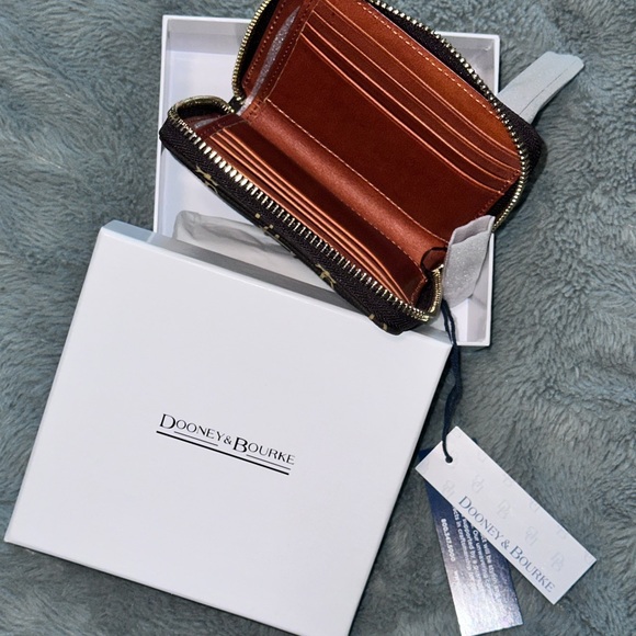 Dooney & Bourke Brown and Gold Zip Wallet - Picture 3 of 6